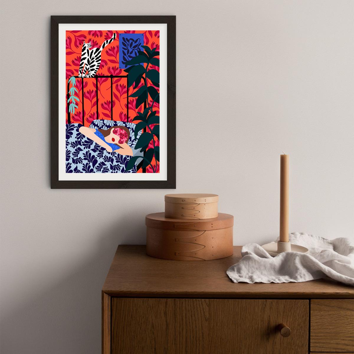 Girl Dreaming Art Print Black Frame – image 3