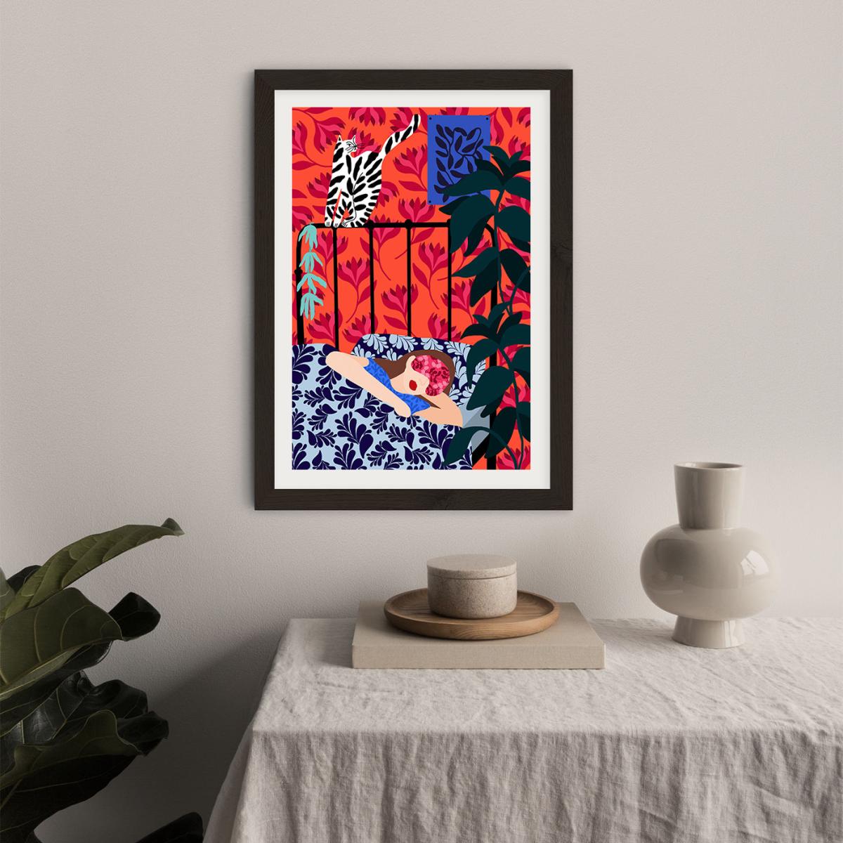 Girl Dreaming Art Print Black Frame – image 4