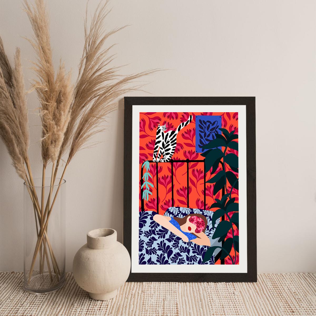 Girl Dreaming Art Print Black Frame – image 5
