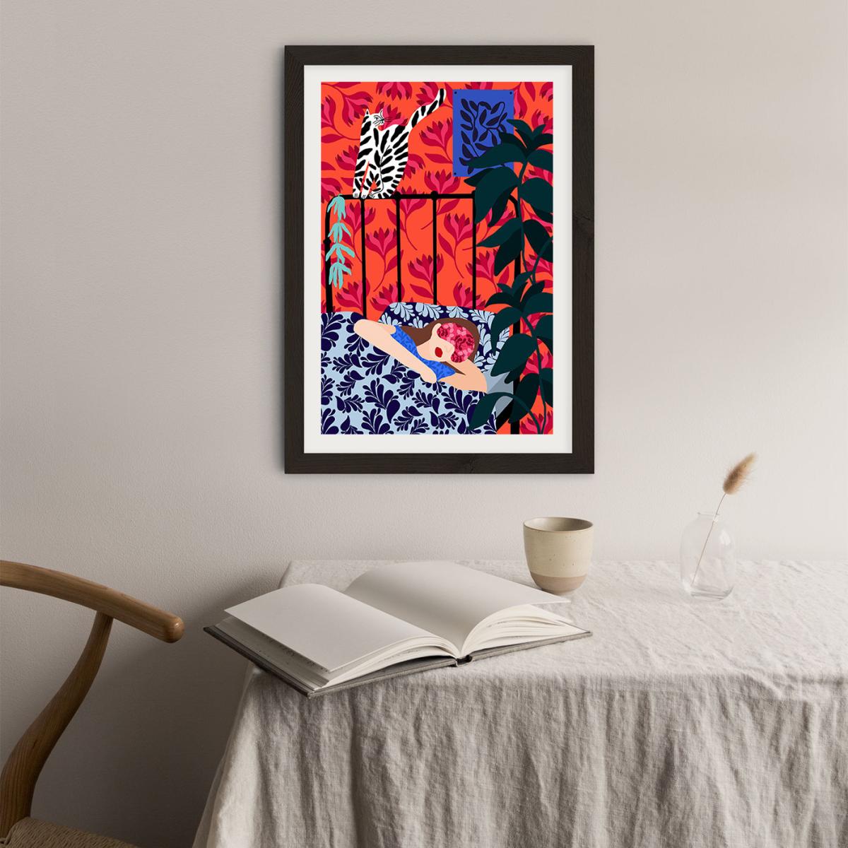 Girl Dreaming Art Print Black Frame – image 6