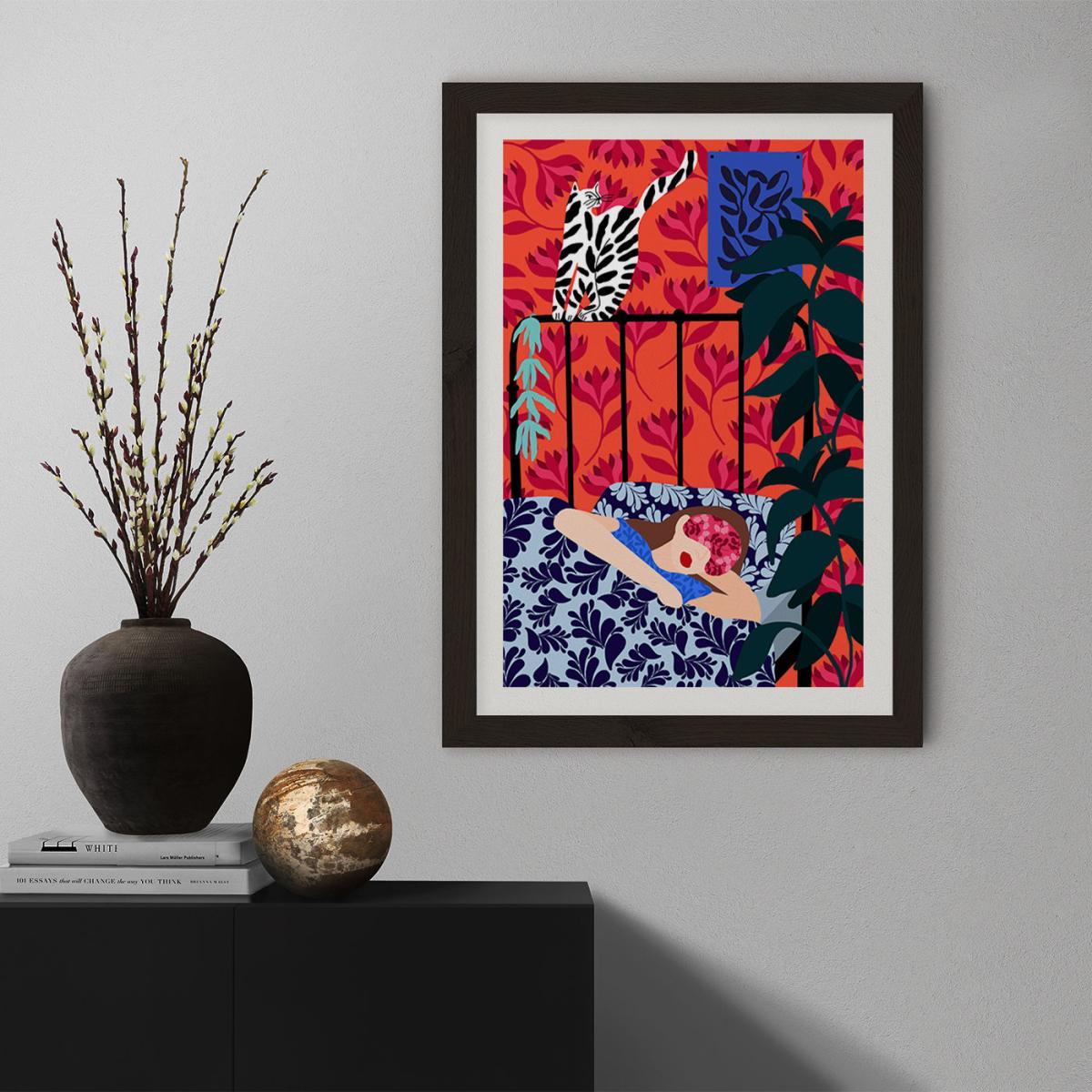 Girl Dreaming Art Print Black Frame – image 7