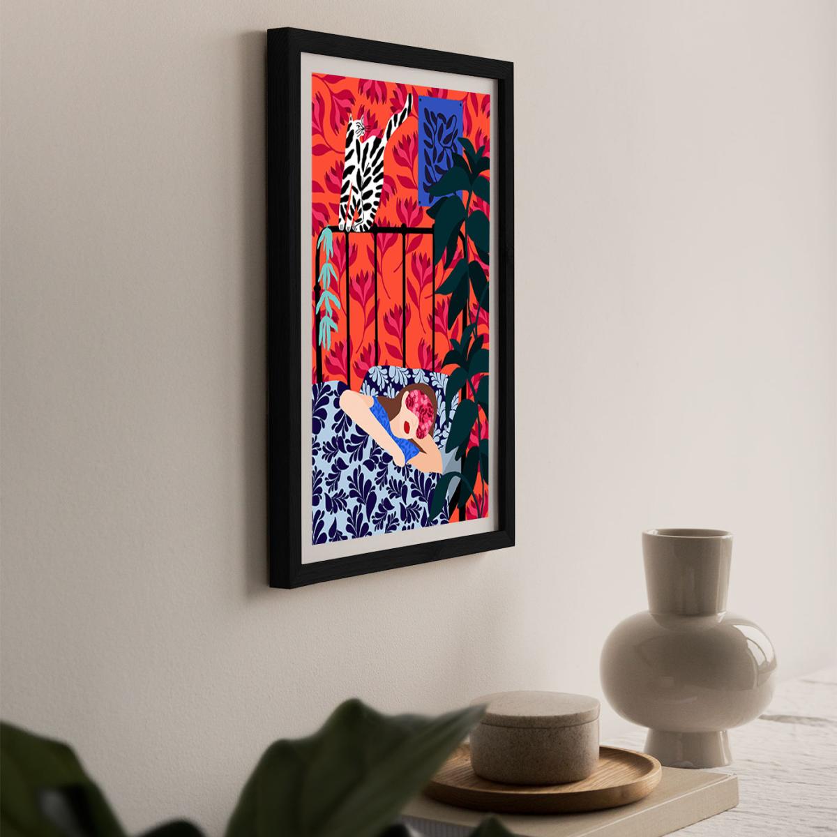 Girl Dreaming Art Print Black Frame – image 9