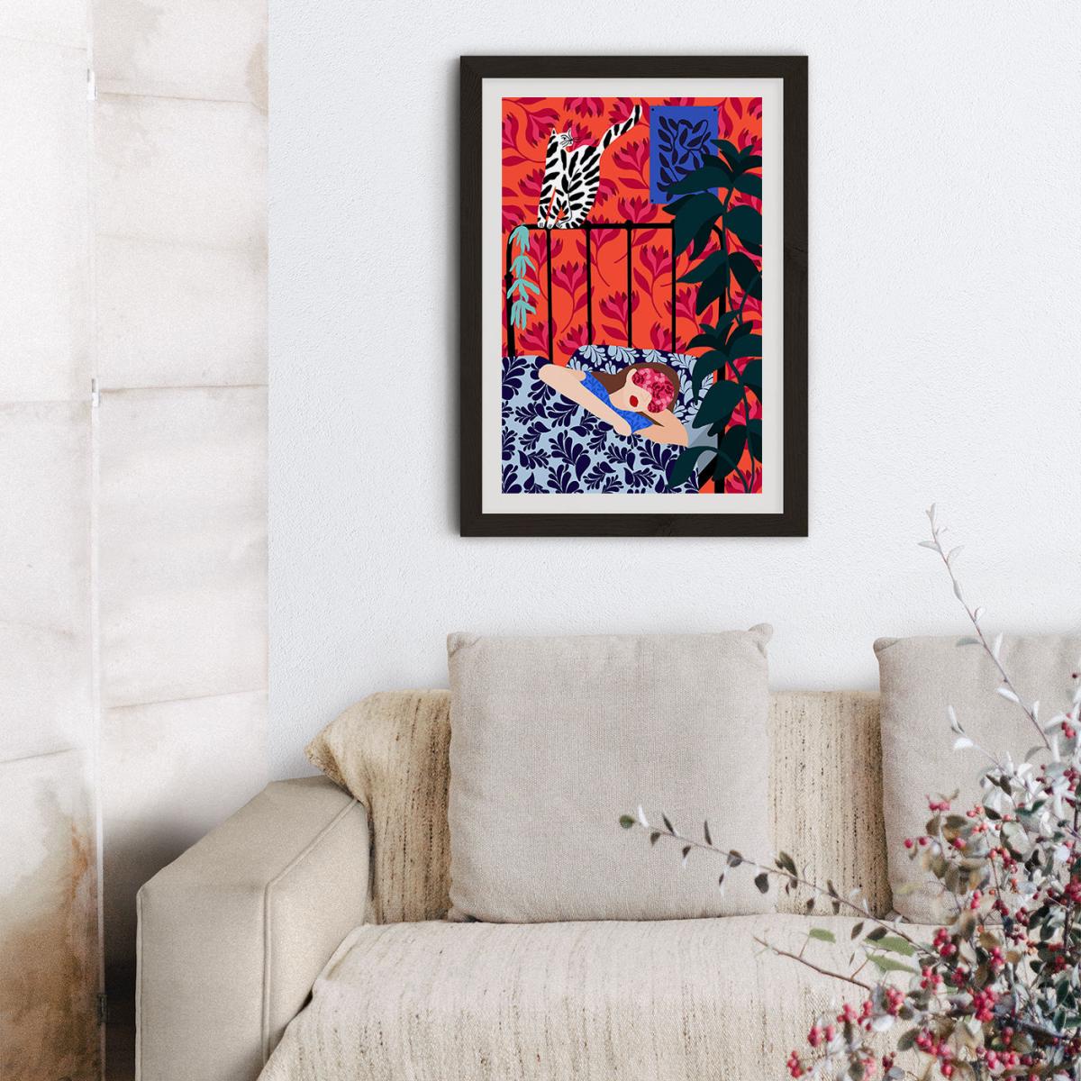 Girl Dreaming Art Print Black Frame – image 10
