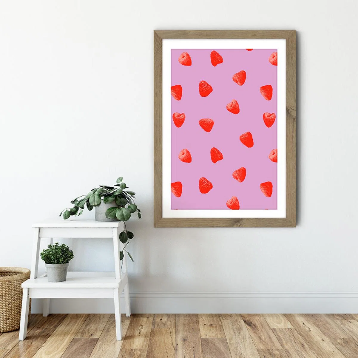 Raspberries Heaven Art Print Oak Frame – image 2
