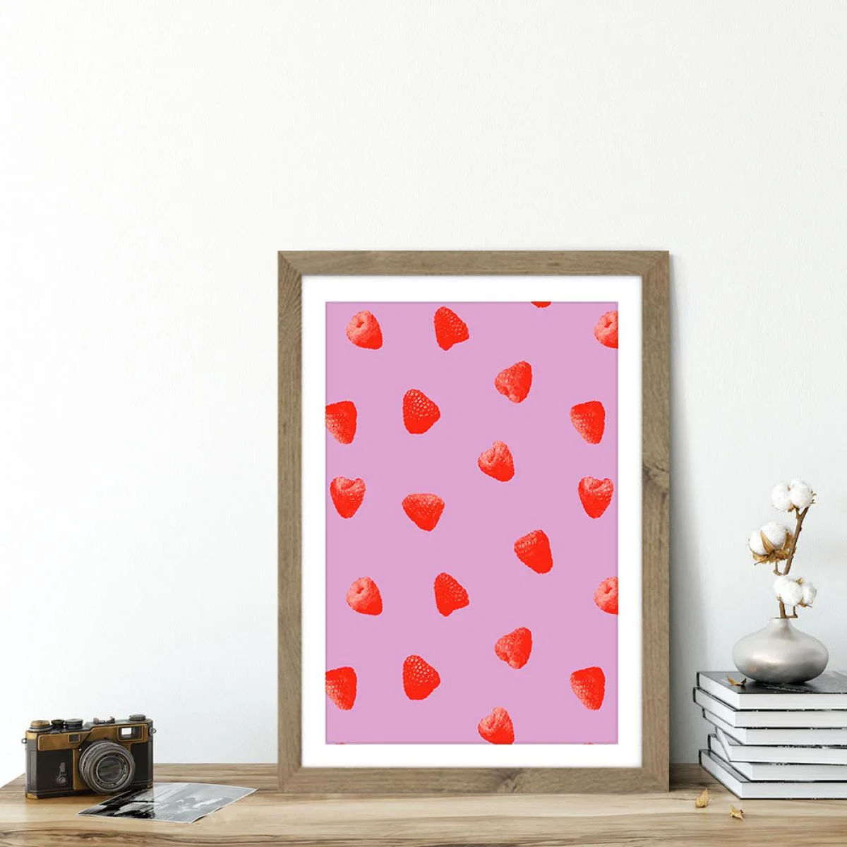 Raspberries Heaven Art Print Oak Frame – image 3