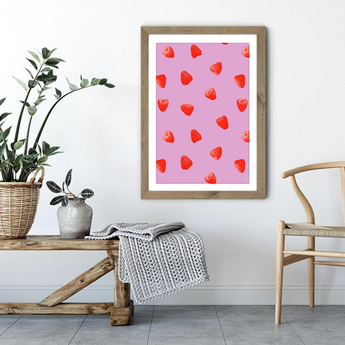 Raspberries Heaven Art Print Oak Frame – image 4