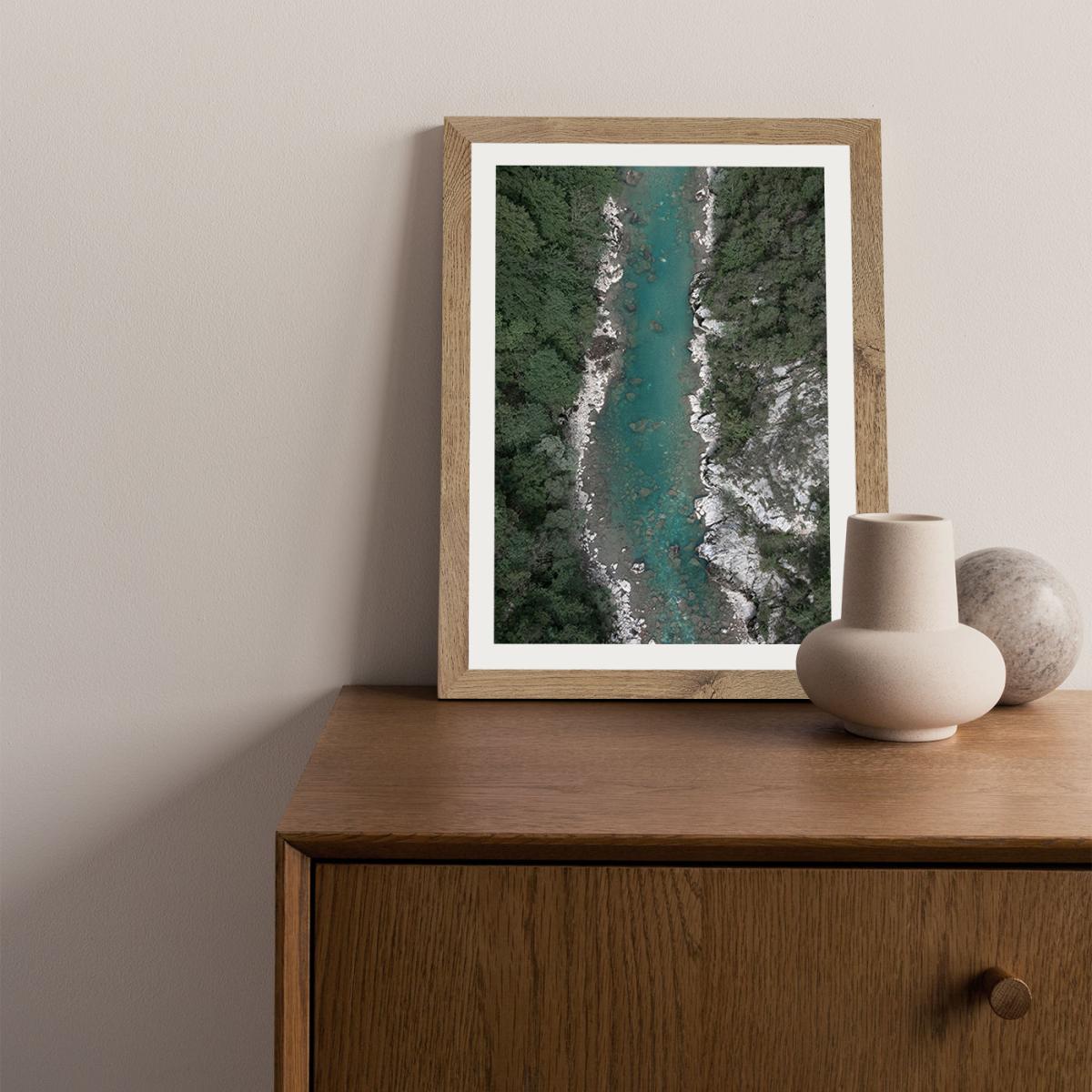 Blue Ice Water Trough Green Mountains Art Print Oak Frame – image 2