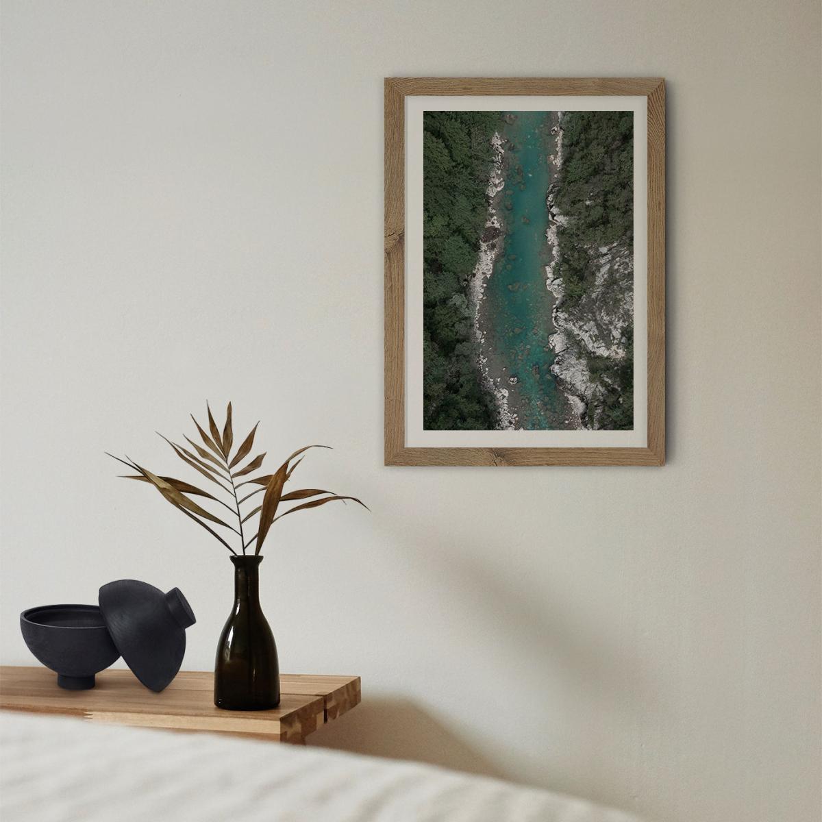 Blue Ice Water Trough Green Mountains Art Print Oak Frame – image 11