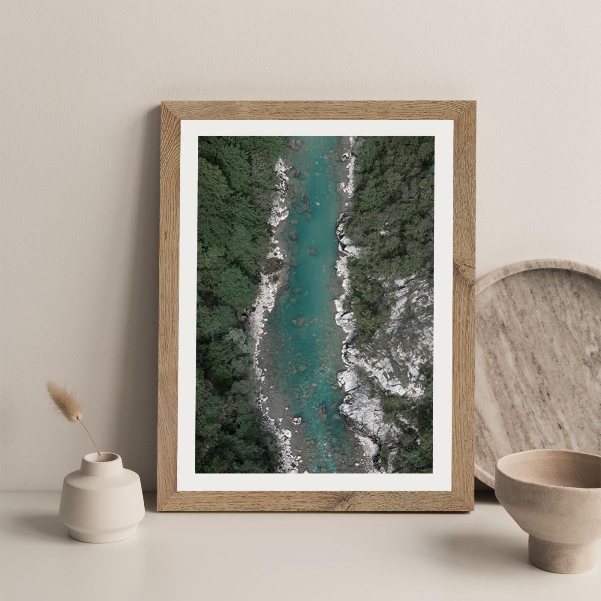 Blue Ice Water Trough Green Mountains Art Print Oak Frame – image 3