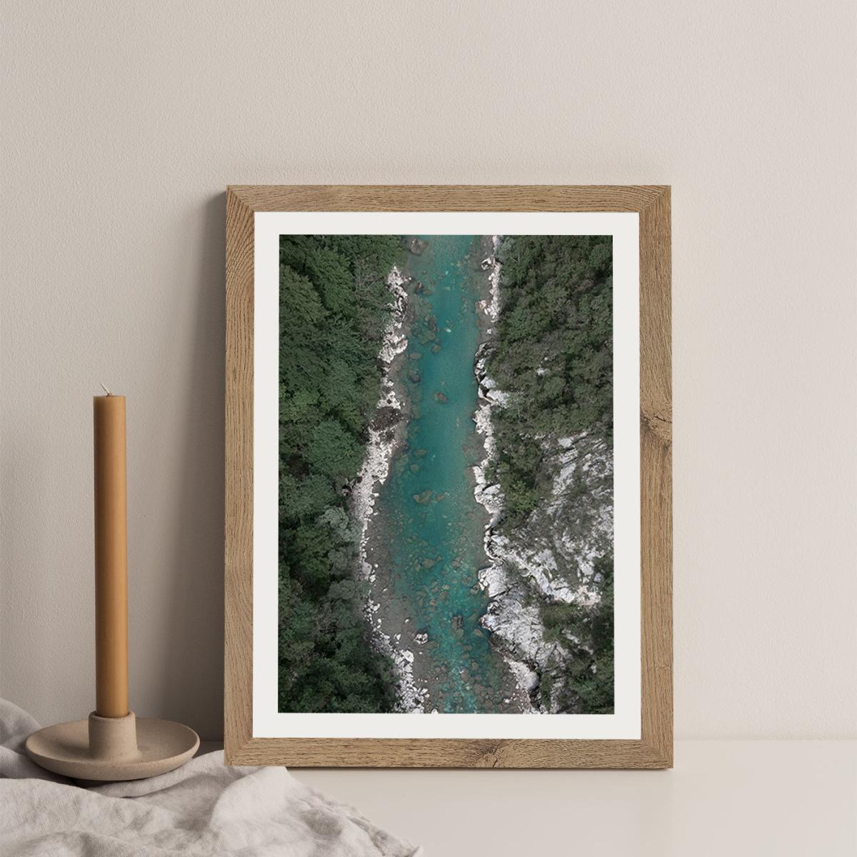 Blue Ice Water Trough Green Mountains Art Print Oak Frame – image 4