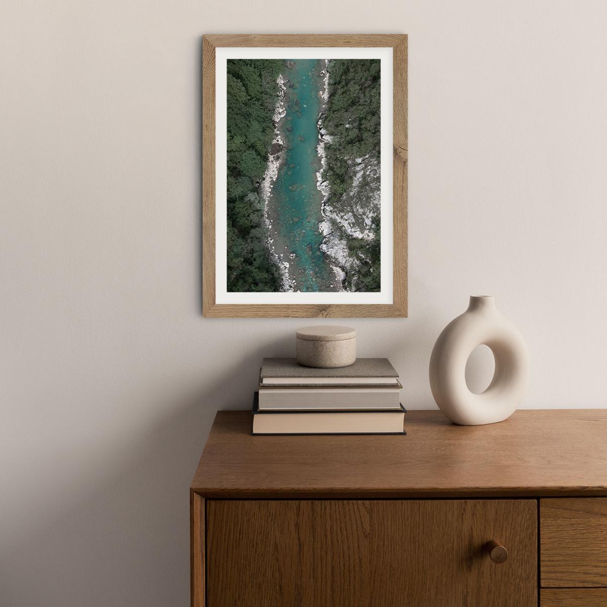 Blue Ice Water Trough Green Mountains Art Print Oak Frame – image 5