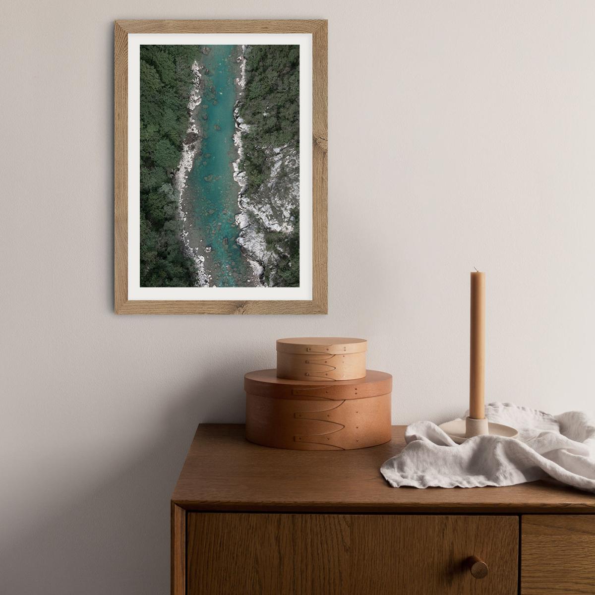 Blue Ice Water Trough Green Mountains Art Print Oak Frame – image 6