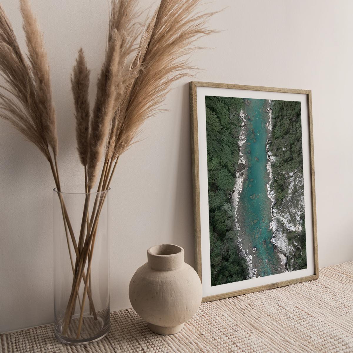 Blue Ice Water Trough Green Mountains Art Print Oak Frame – image 7