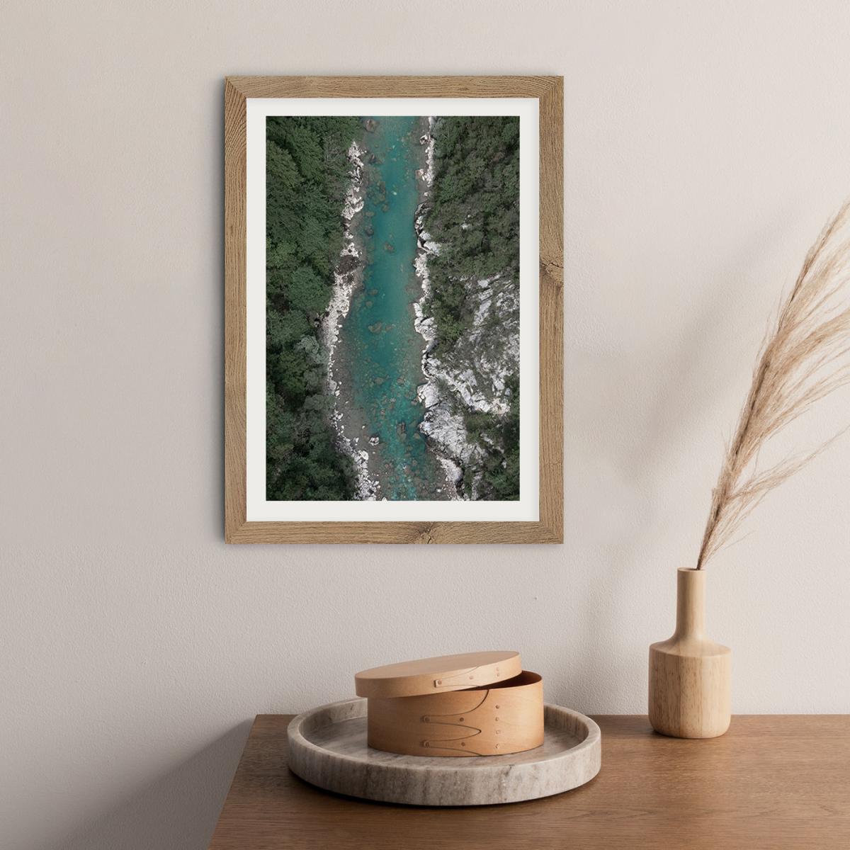 Blue Ice Water Trough Green Mountains Art Print Oak Frame – image 8