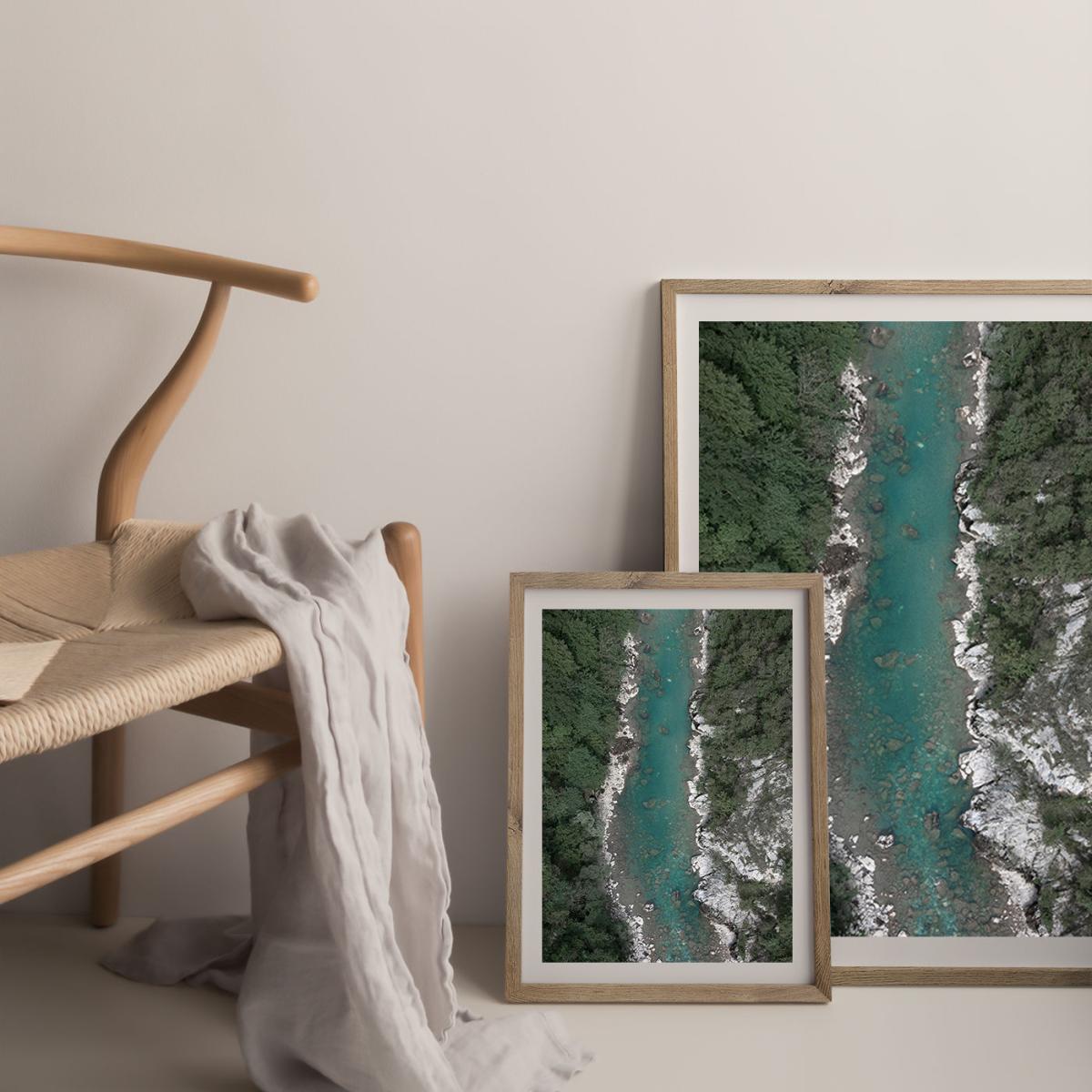 Blue Ice Water Trough Green Mountains Art Print Oak Frame – image 9