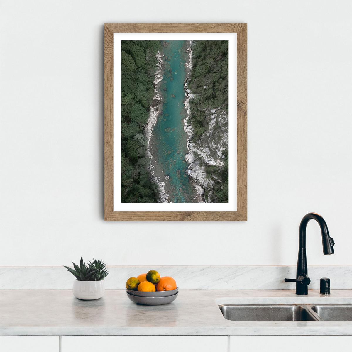 Blue Ice Water Trough Green Mountains Art Print Oak Frame – image 10