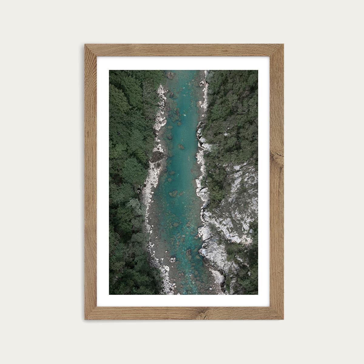 Blue Ice Water Trough Green Mountains Art Print Oak Frame – image 1