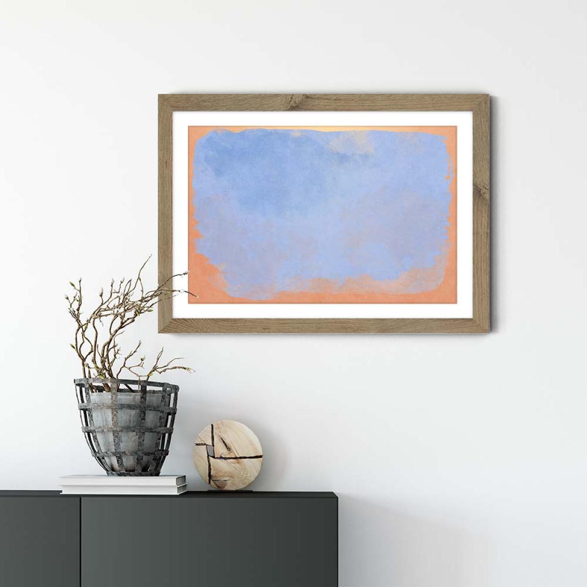 Minimal Abstract Light Blue Colorfield 02 Art Print Oak Frame – image 2