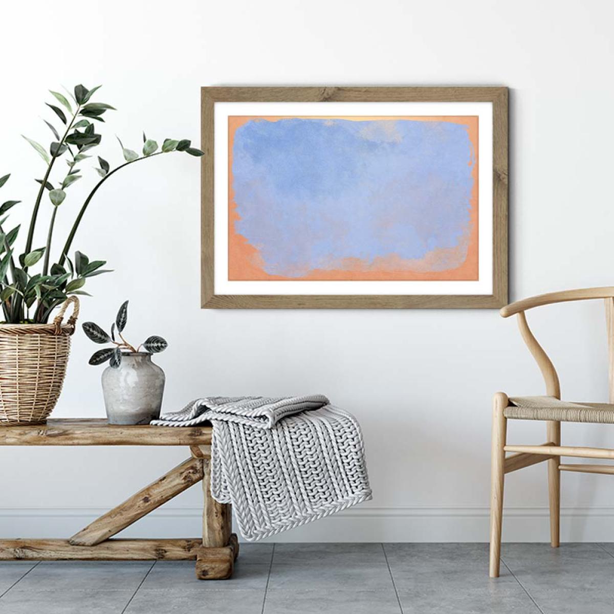 Minimal Abstract Light Blue Colorfield 02 Art Print Oak Frame – image 3