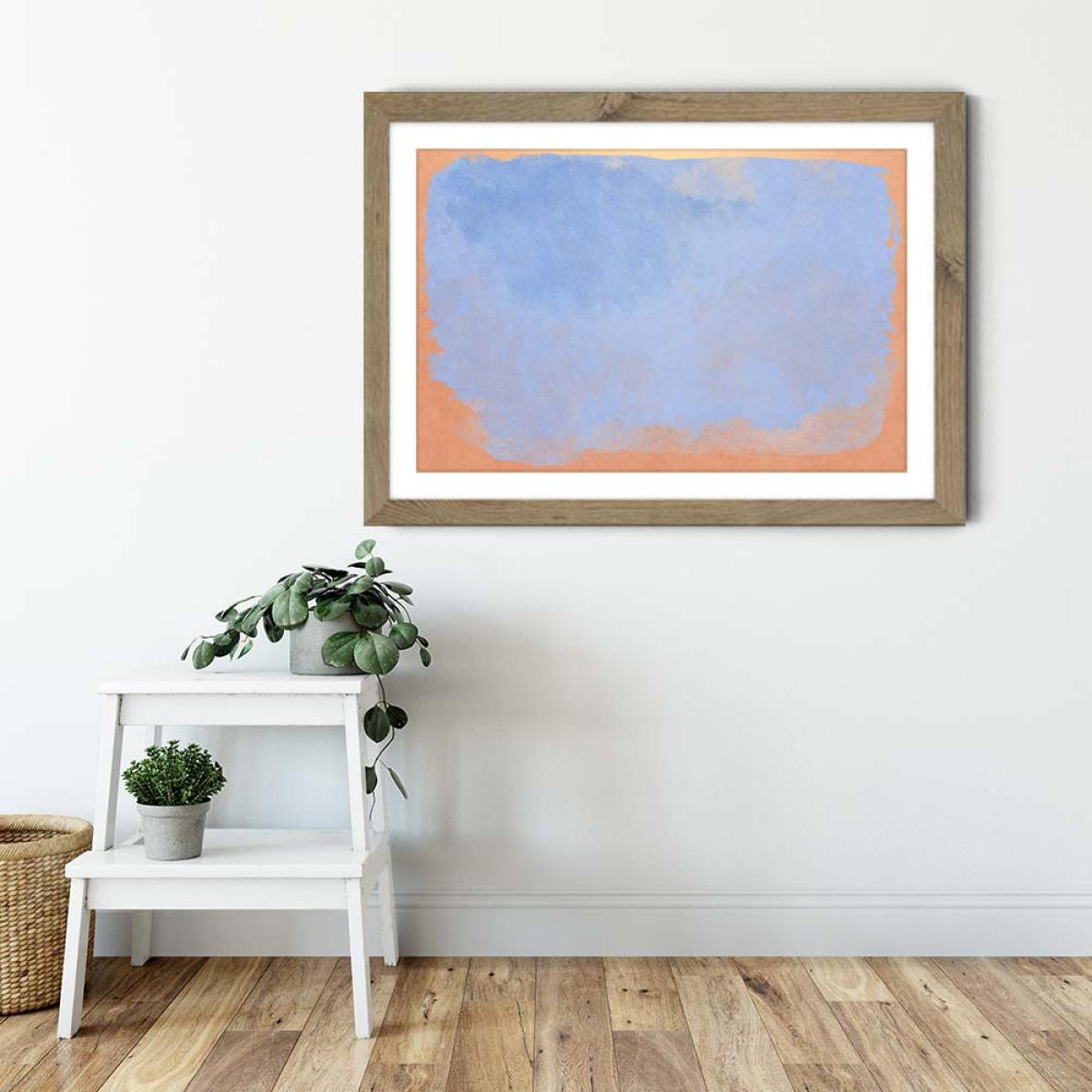 Minimal Abstract Light Blue Colorfield 02 Art Print Oak Frame – image 4