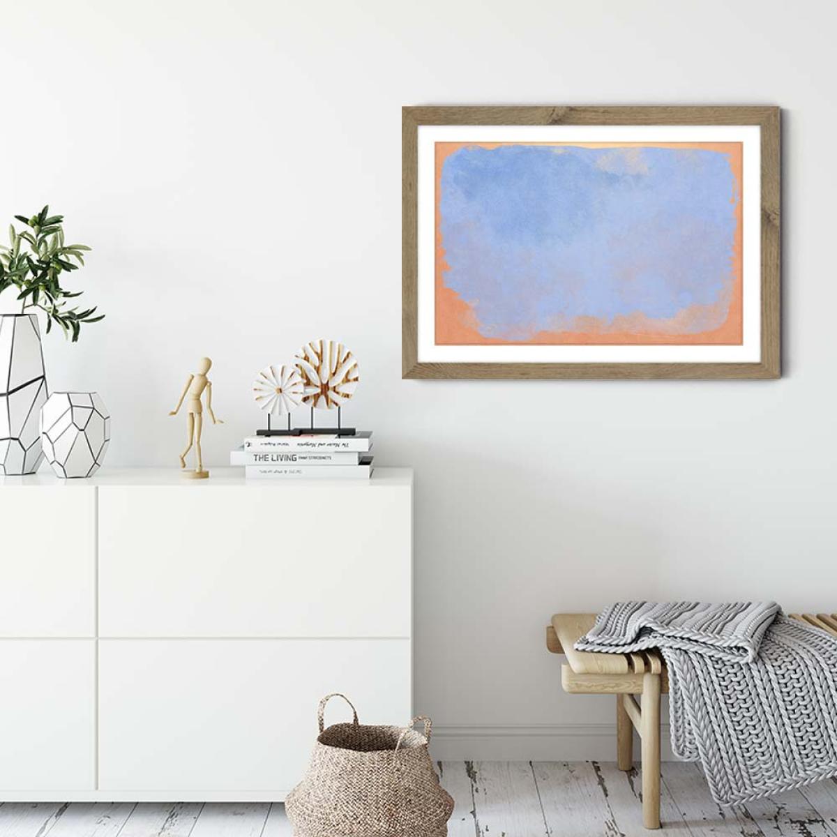 Minimal Abstract Light Blue Colorfield 02 Art Print Oak Frame – image 5
