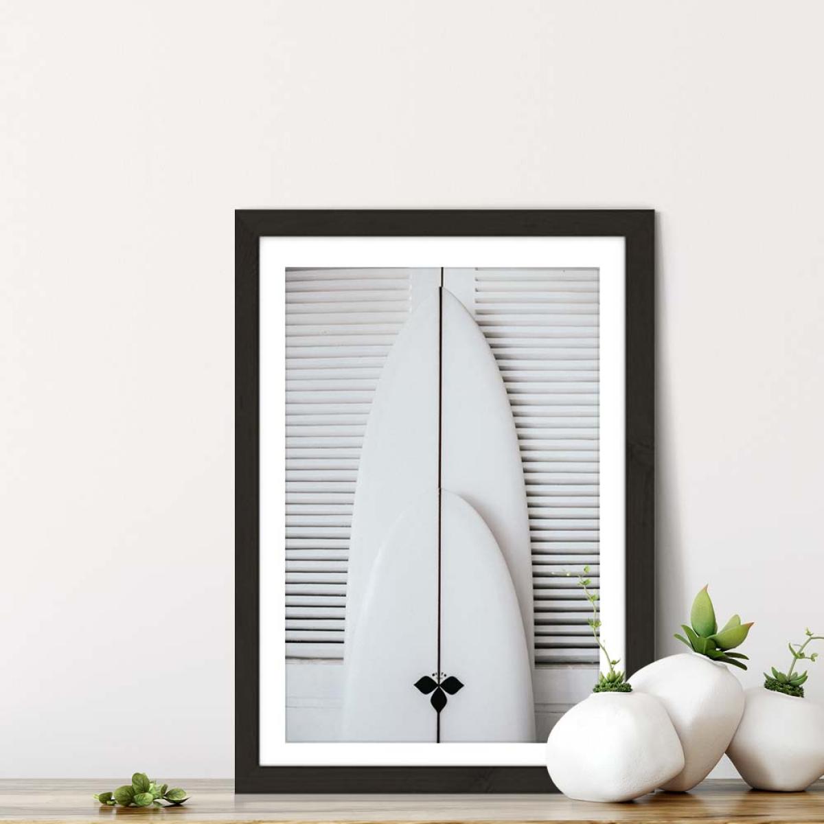 Beach Surfboard Symmetrie Art Print Black Frame – image 7