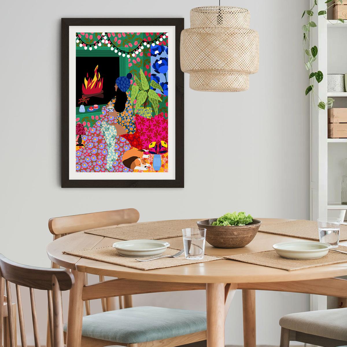 Relaxing In Front Of My Fireplace Art Print Black Frame – image 8