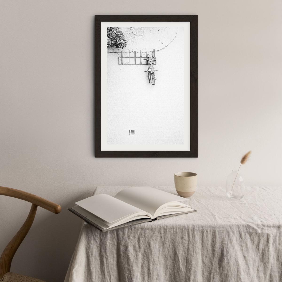 Winter White Bikes Art Print Black Frame – image 2