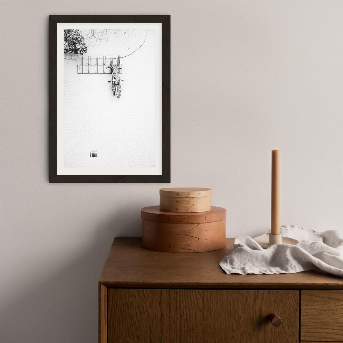Winter White Bikes Art Print Black Frame – image 3