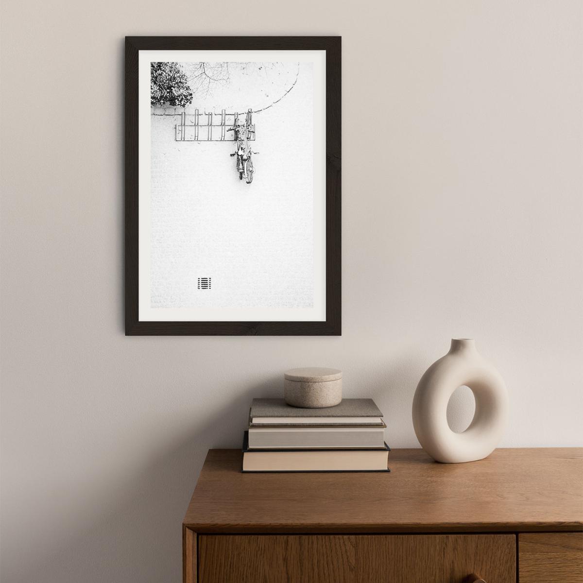 Winter White Bikes Art Print Black Frame – image 5