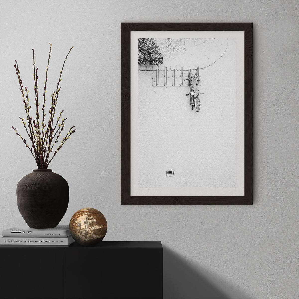 Winter White Bikes Art Print Black Frame – image 8