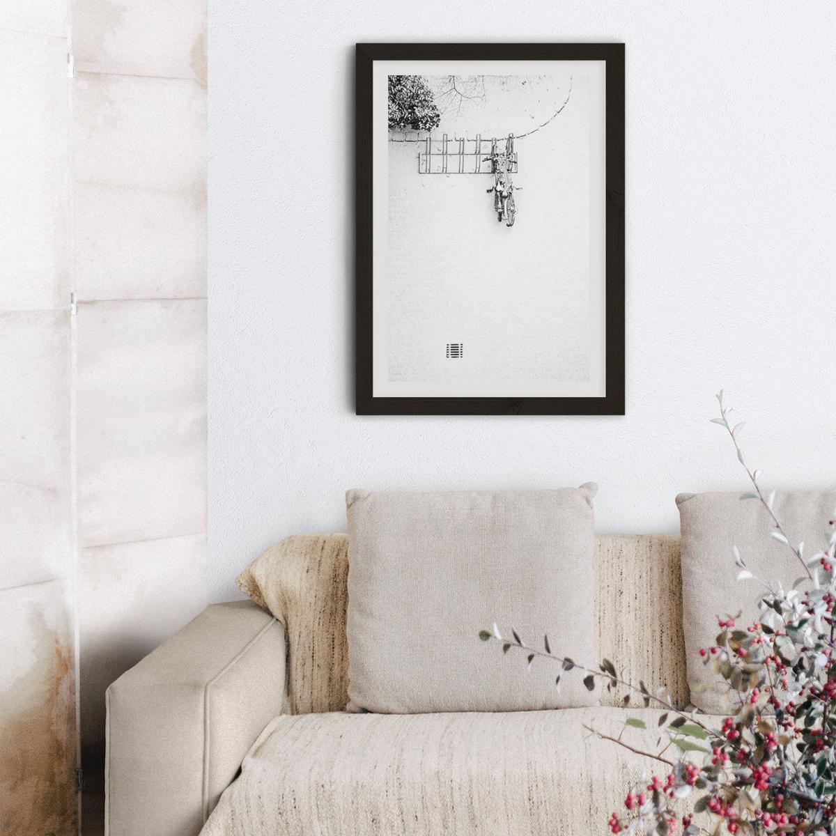Winter White Bikes Art Print Black Frame – image 9