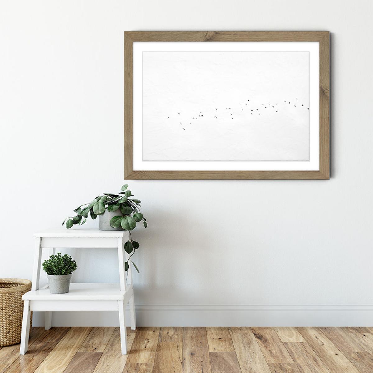 Land Ink 1 Art Print Oak Frame – image 2
