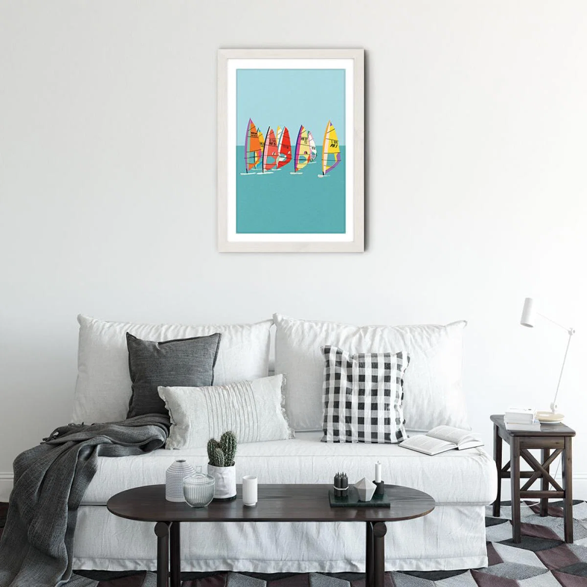 Baltic Sea Windsurfing Art Print White Frame – image 3