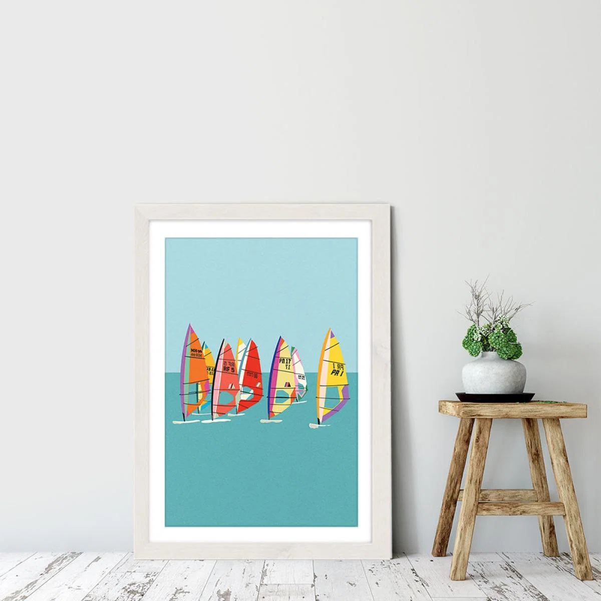 Baltic Sea Windsurfing Art Print White Frame – image 7