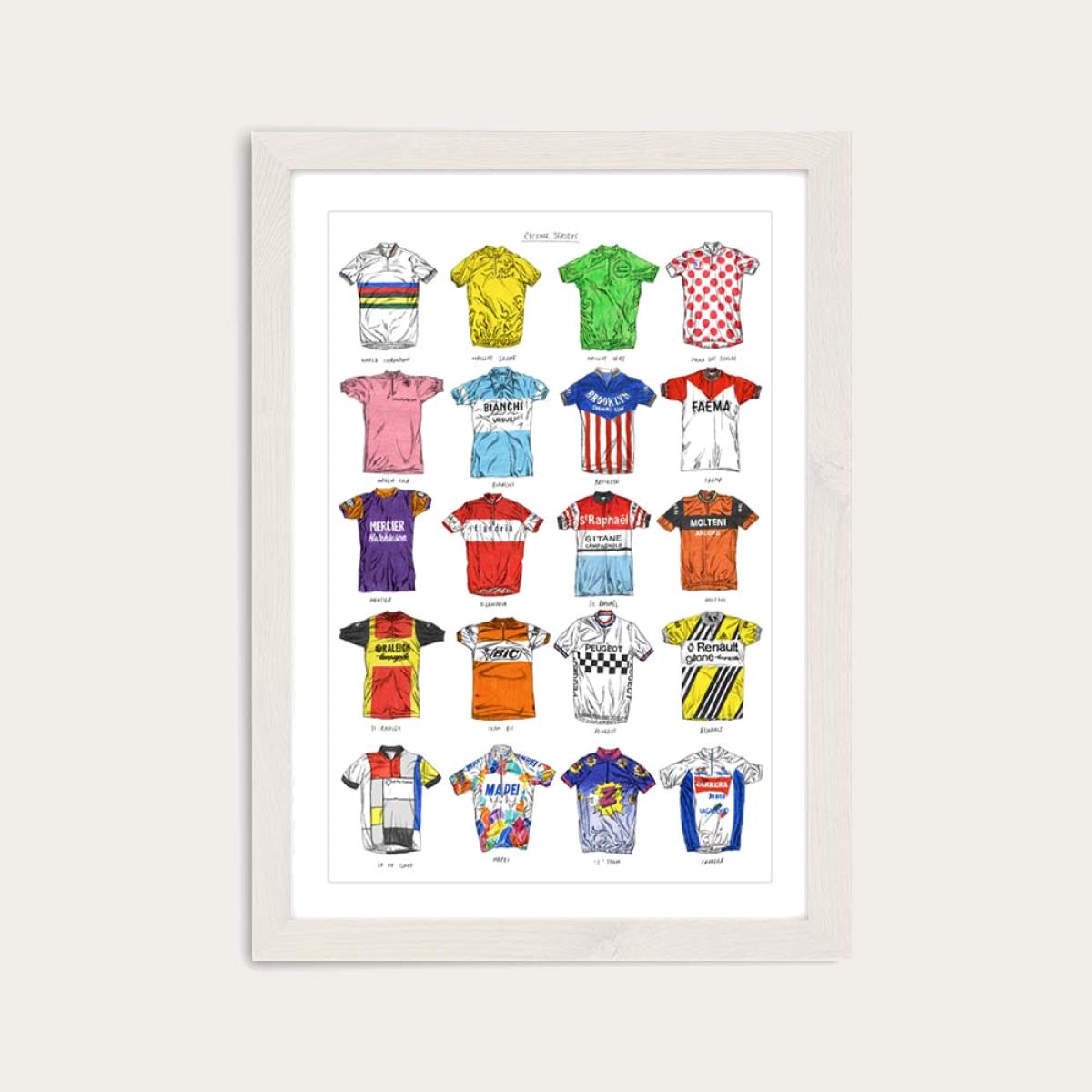 White Frame Cycling Jerseys Edition 1 Art Print – image 1