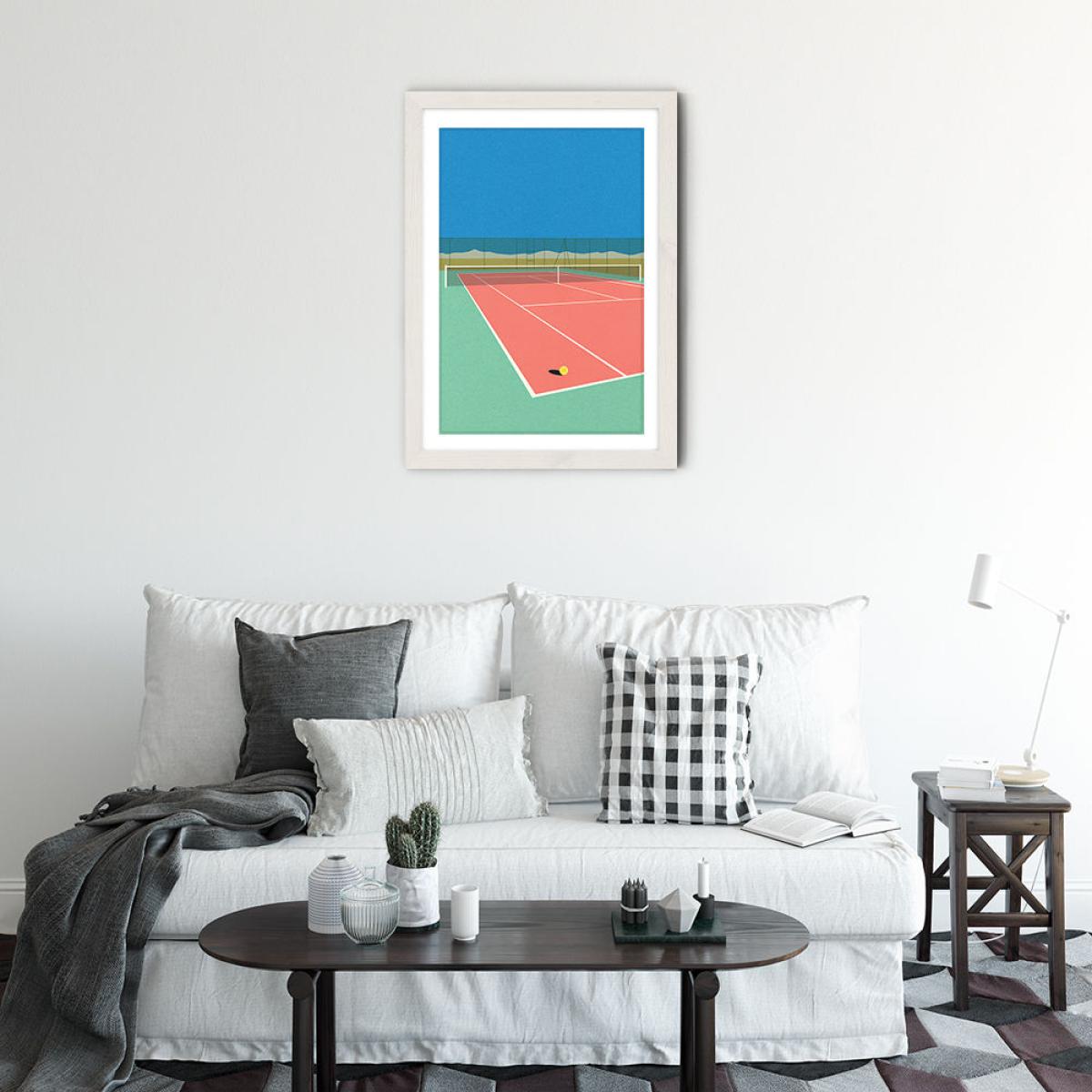 Tennis Court in The Desert Art Print White Frame – image 2