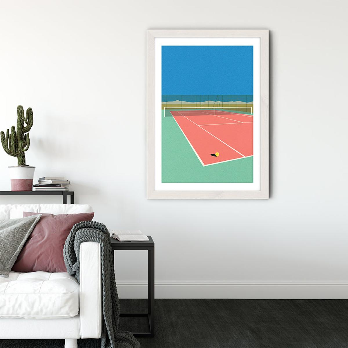 Tennis Court in The Desert Art Print White Frame – image 3
