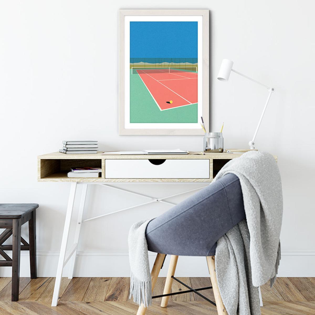Tennis Court in The Desert Art Print White Frame – image 4