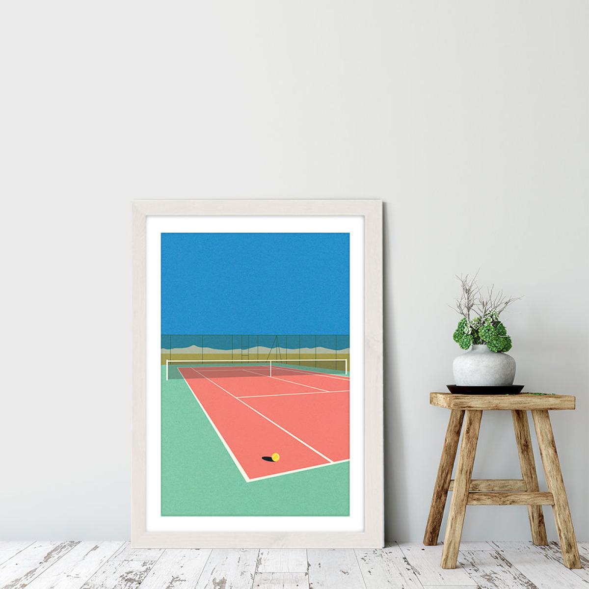 Tennis Court in The Desert Art Print White Frame – image 5