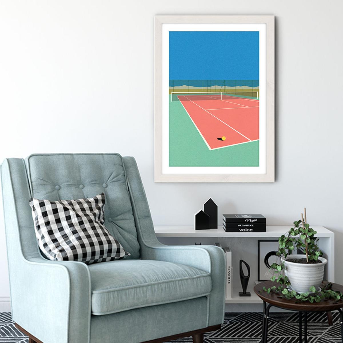 Tennis Court in The Desert Art Print White Frame – image 7