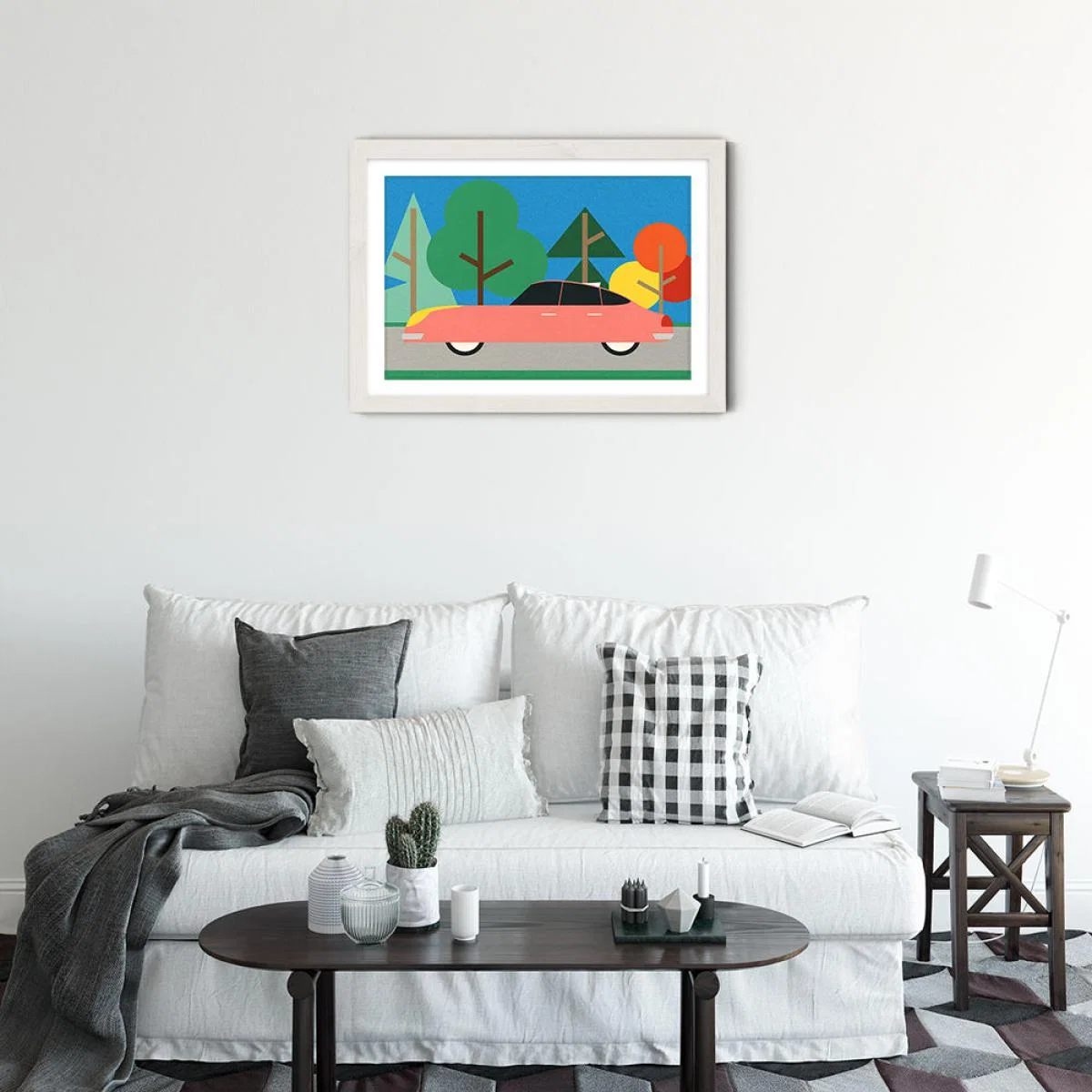Old School Future Car Art Print White Frame – image 2