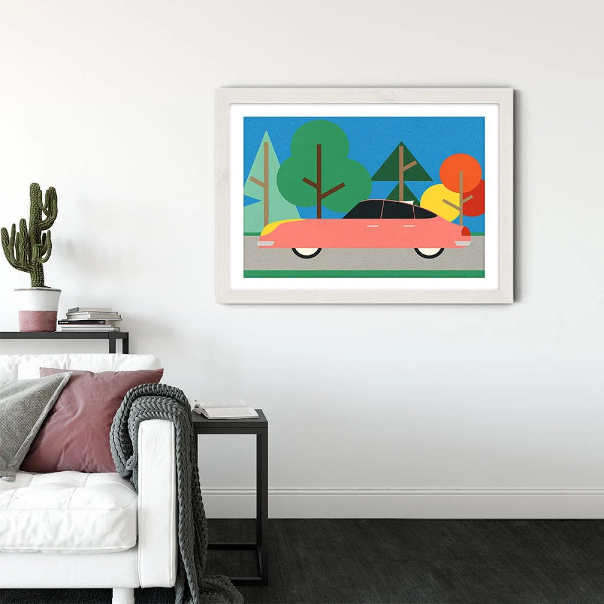 Old School Future Car Art Print White Frame – image 3