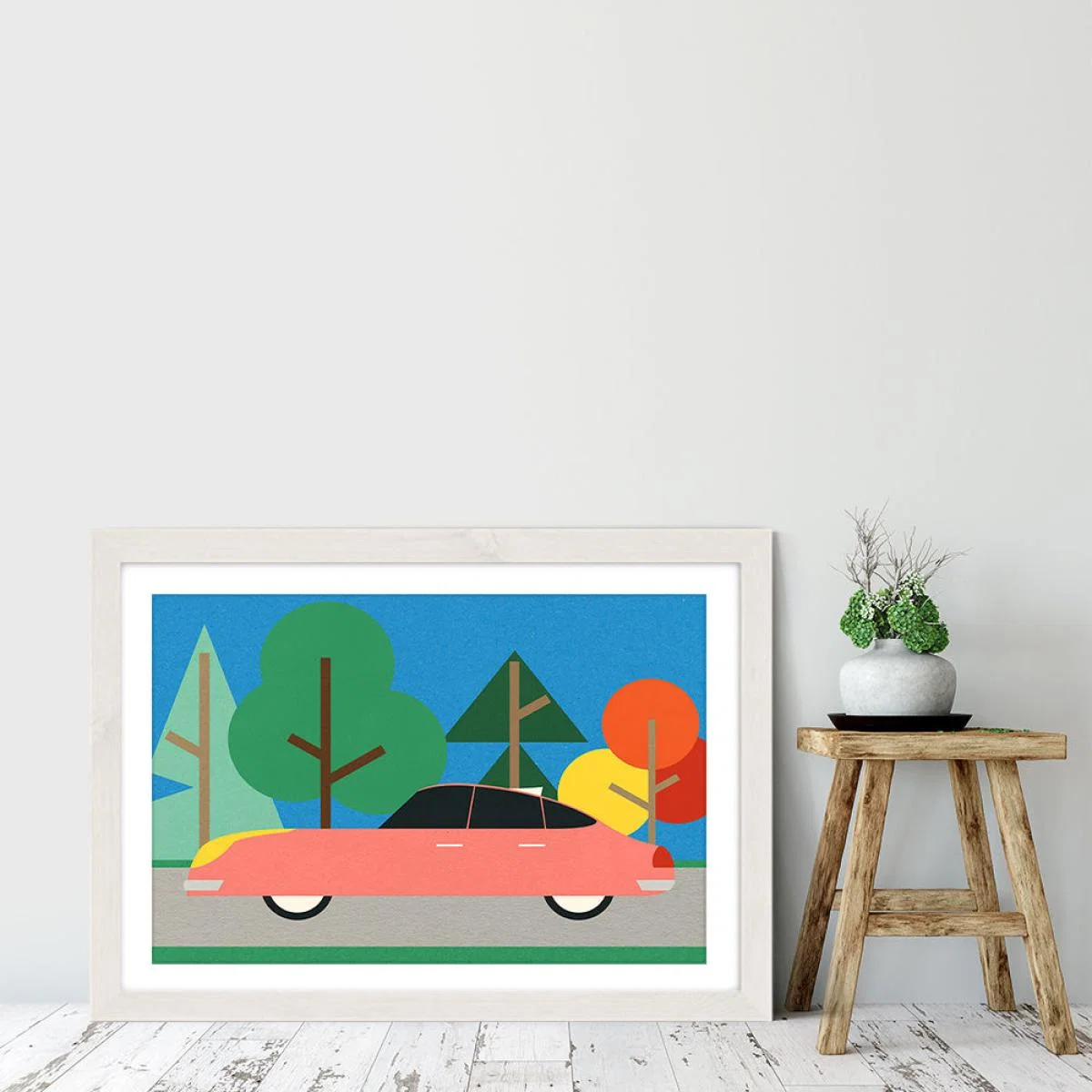 Old School Future Car Art Print White Frame – image 6