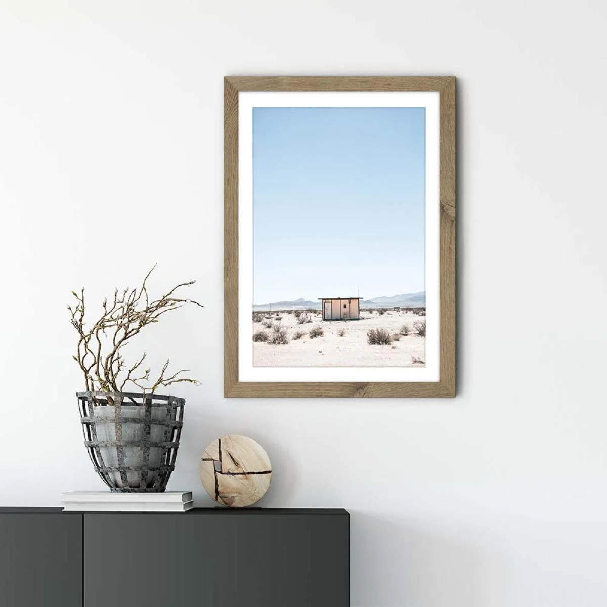 Desert House Art Print Oak Frame – image 2