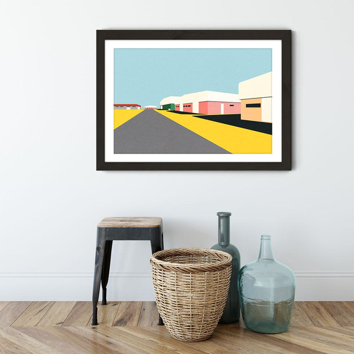 Desert Warehouses Art Print Black Frame – image 3
