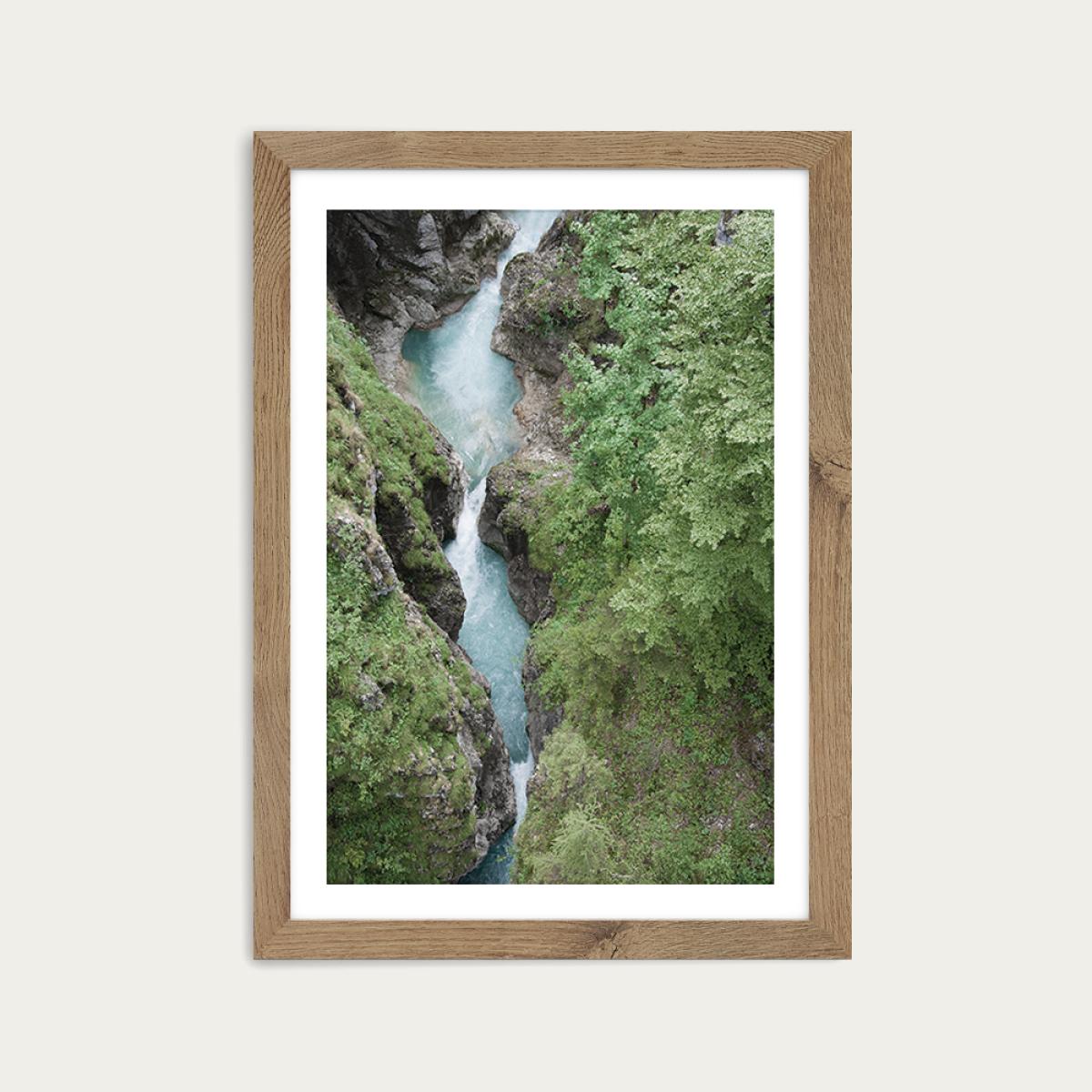 Hiking in the Mountains Art Print Oak Frame