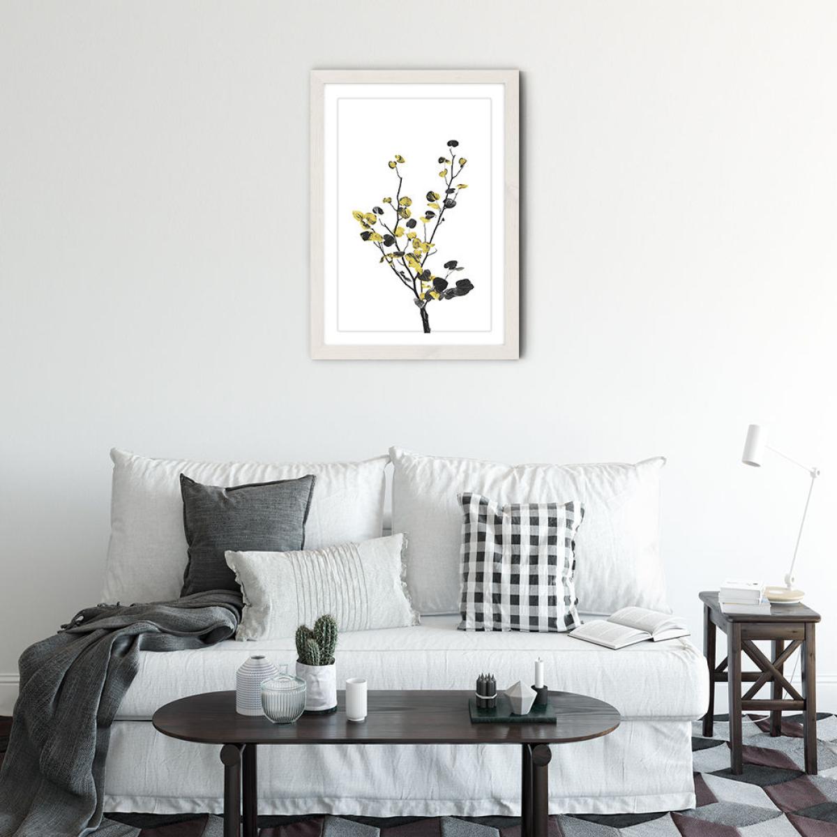 Flower Minimal Black and Gold 7 Art Print White Frame – image 2