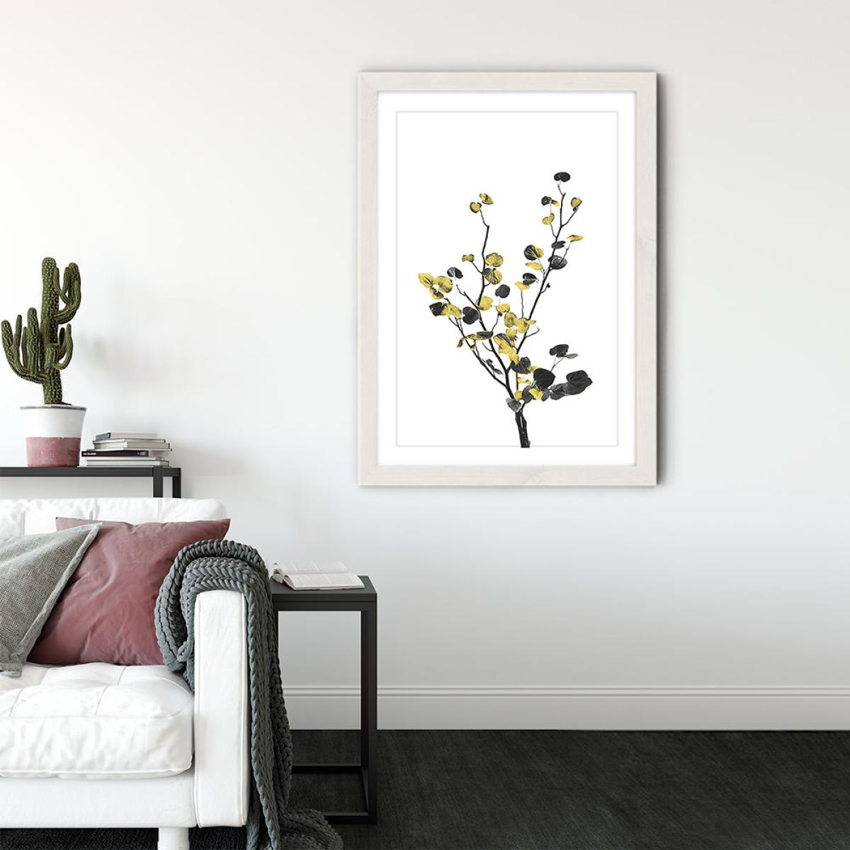Flower Minimal Black and Gold 7 Art Print White Frame – image 3