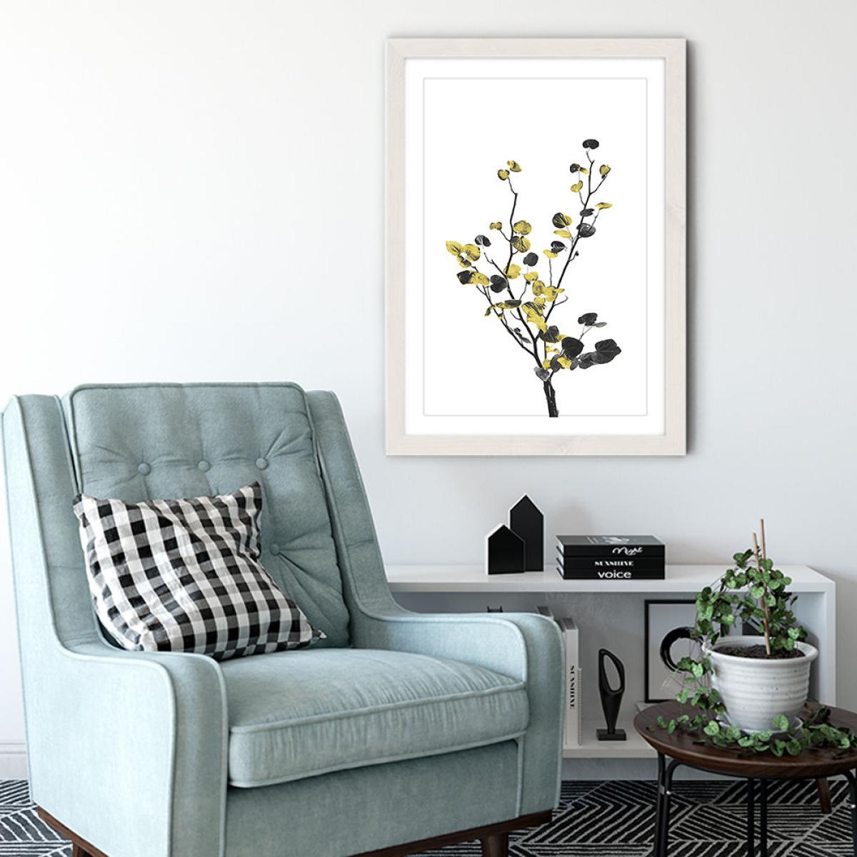 Flower Minimal Black and Gold 7 Art Print White Frame – image 4